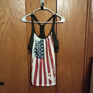 Source Unknown American Flag Print Tank Top